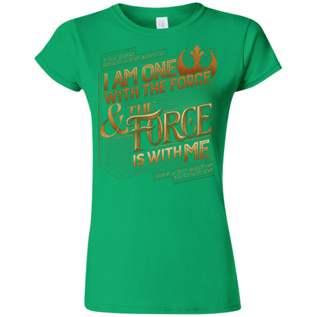 T-Shirts Irish Green / S I Am One With The Force Junior Slimmer-Fit T-Shirt