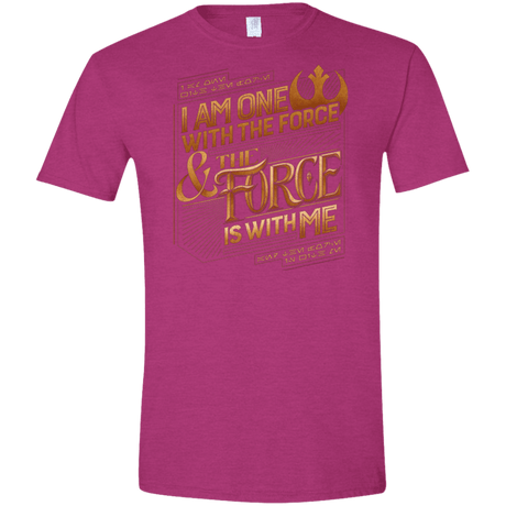 T-Shirts Antique Heliconia / S I Am One With The Force Men's Semi-Fitted Softstyle