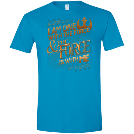 T-Shirts Sapphire / S I Am One With The Force Men's Semi-Fitted Softstyle