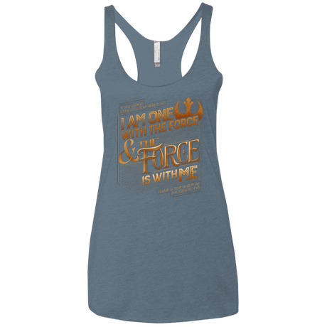 T-Shirts Indigo / X-Small I Am One With The Force Women's Triblend Racerback Tank