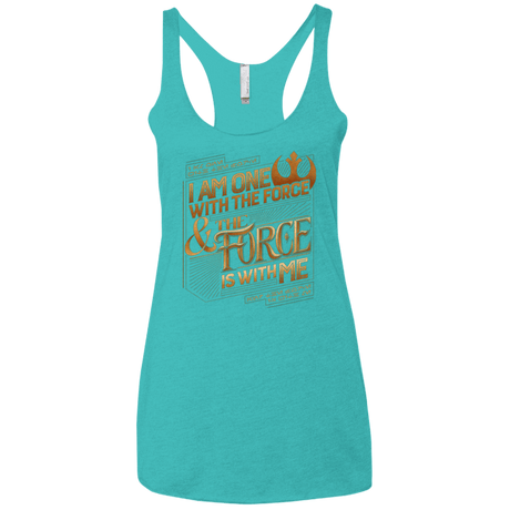 T-Shirts Tahiti Blue / X-Small I Am One With The Force Women's Triblend Racerback Tank