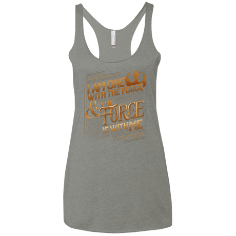 T-Shirts Venetian Grey / X-Small I Am One With The Force Women's Triblend Racerback Tank