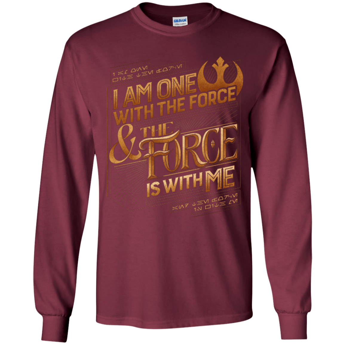 T-Shirts Maroon / YS I Am One With The Force Youth Long Sleeve T-Shirt