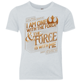 T-Shirts Heather White / YXS I Am One With The Force Youth Triblend T-Shirt