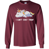 T-Shirts Maroon / YS I Can't Exist Today Youth Long Sleeve T-Shirt