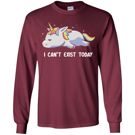 T-Shirts Maroon / YS I Can't Exist Today Youth Long Sleeve T-Shirt