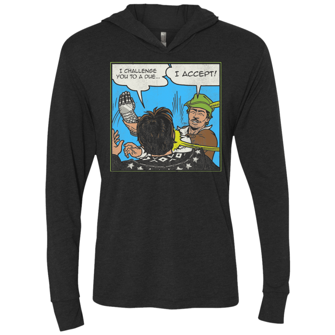 T-Shirts Vintage Black / X-Small I Challenge You to a Duel Triblend Long Sleeve Hoodie Tee