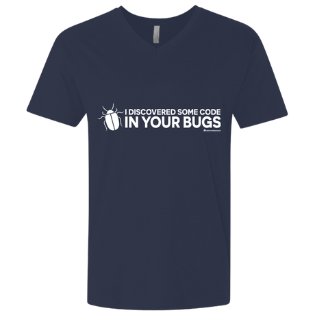 T-Shirts Midnight Navy / X-Small I Discovered Some Code In Your Bugs Men's Premium V-Neck