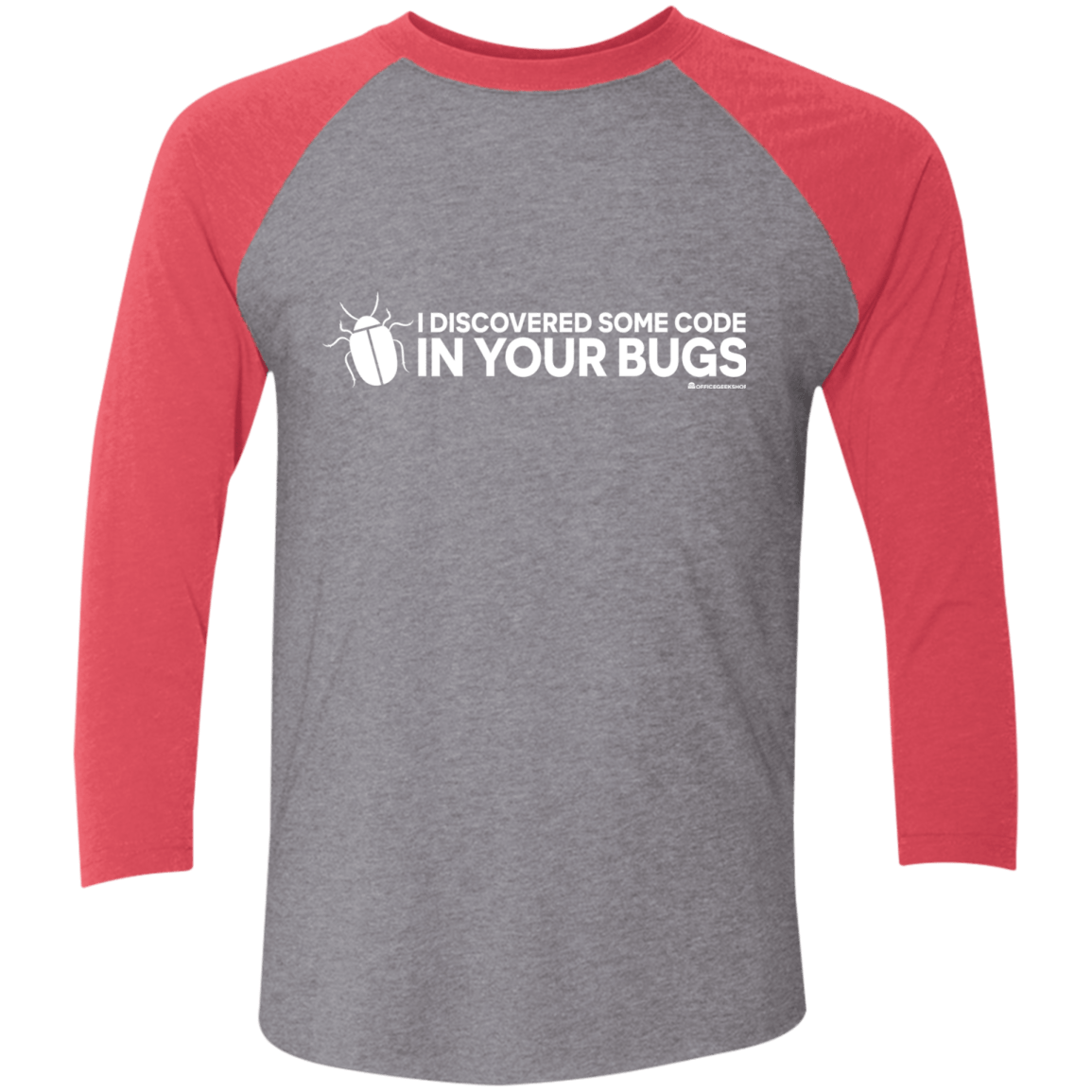T-Shirts Premium Heather/ Vintage Red / X-Small I Discovered Some Code In Your Bugs Men's Triblend 3/4 Sleeve