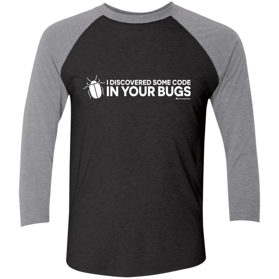 T-Shirts Vintage Black/Premium Heather / X-Small I Discovered Some Code In Your Bugs Men's Triblend 3/4 Sleeve