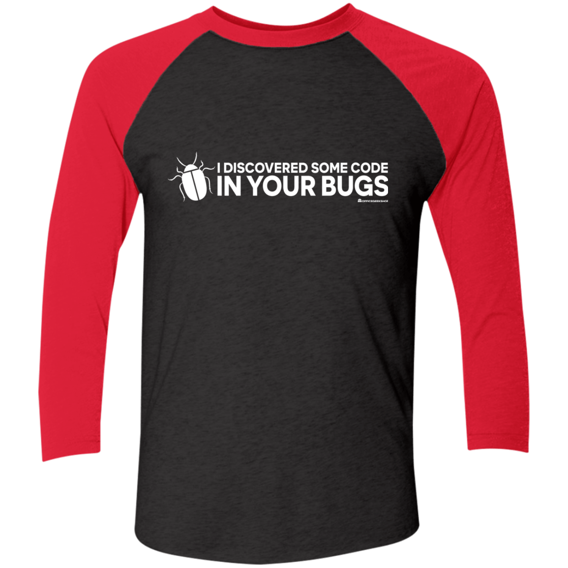 T-Shirts Vintage Black/Vintage Red / X-Small I Discovered Some Code In Your Bugs Men's Triblend 3/4 Sleeve