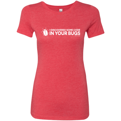 T-Shirts Vintage Red / Small I Discovered Some Code In Your Bugs Women's Triblend T-Shirt