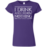 T-Shirts Purple / S I Drink & I Know Nothing Junior Slimmer-Fit T-Shirt