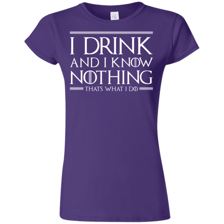 T-Shirts Purple / S I Drink & I Know Nothing Junior Slimmer-Fit T-Shirt