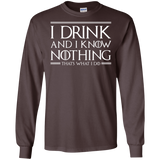 T-Shirts Dark Chocolate / S I Drink & I Know Nothing Men's Long Sleeve T-Shirt