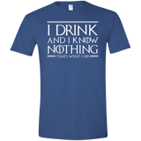 T-Shirts Heather Royal / X-Small I Drink & I Know Nothing Men's Semi-Fitted Softstyle