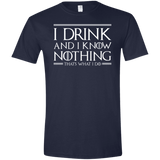 T-Shirts Navy / X-Small I Drink & I Know Nothing Men's Semi-Fitted Softstyle