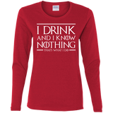 T-Shirts Red / S I Drink & I Know Nothing Women's Long Sleeve T-Shirt