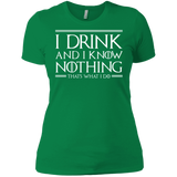 T-Shirts Kelly Green / X-Small I Drink & I Know Nothing Women's Premium T-Shirt