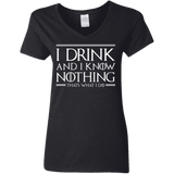 T-Shirts Black / S I Drink & I Know Nothing Women's V-Neck T-Shirt