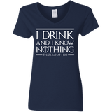 T-Shirts Navy / S I Drink & I Know Nothing Women's V-Neck T-Shirt