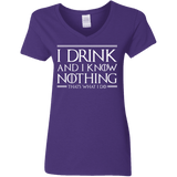 T-Shirts Purple / S I Drink & I Know Nothing Women's V-Neck T-Shirt