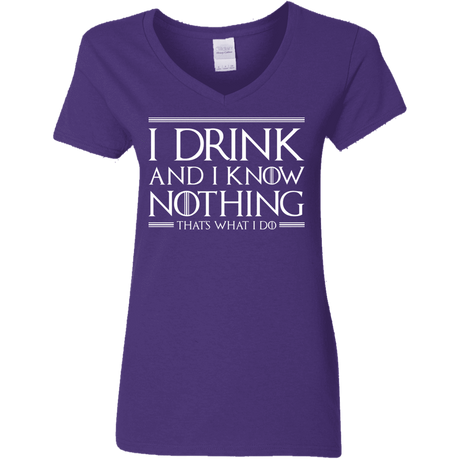 T-Shirts Purple / S I Drink & I Know Nothing Women's V-Neck T-Shirt