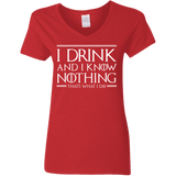 T-Shirts Red / S I Drink & I Know Nothing Women's V-Neck T-Shirt