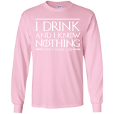 T-Shirts Light Pink / YS I Drink & I Know Nothing Youth Long Sleeve T-Shirt