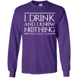 T-Shirts Purple / YS I Drink & I Know Nothing Youth Long Sleeve T-Shirt