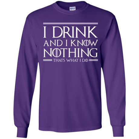 T-Shirts Purple / YS I Drink & I Know Nothing Youth Long Sleeve T-Shirt