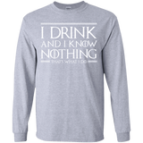 T-Shirts Sport Grey / YS I Drink & I Know Nothing Youth Long Sleeve T-Shirt
