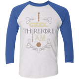 T-Shirts Heather White/Vintage Royal / X-Small I GEEK (1) Triblend 3/4 Sleeve