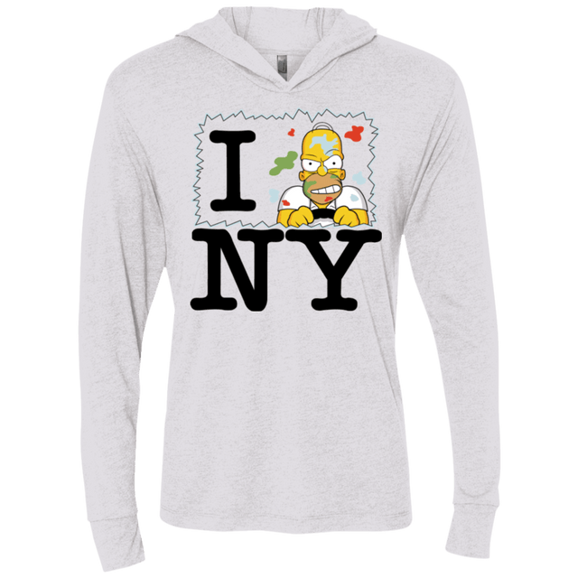 T-Shirts Heather White / X-Small I Hate NY Triblend Long Sleeve Hoodie Tee