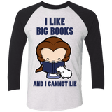 T-Shirts Heather White/Vintage Black / X-Small I Like Big Books Triblend 3/4 Sleeve