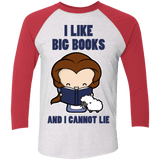 T-Shirts Heather White/Vintage Red / X-Small I Like Big Books Triblend 3/4 Sleeve