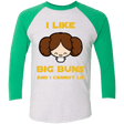 T-Shirts Heather White/Envy / X-Small I Like Big Buns Triblend 3/4 Sleeve