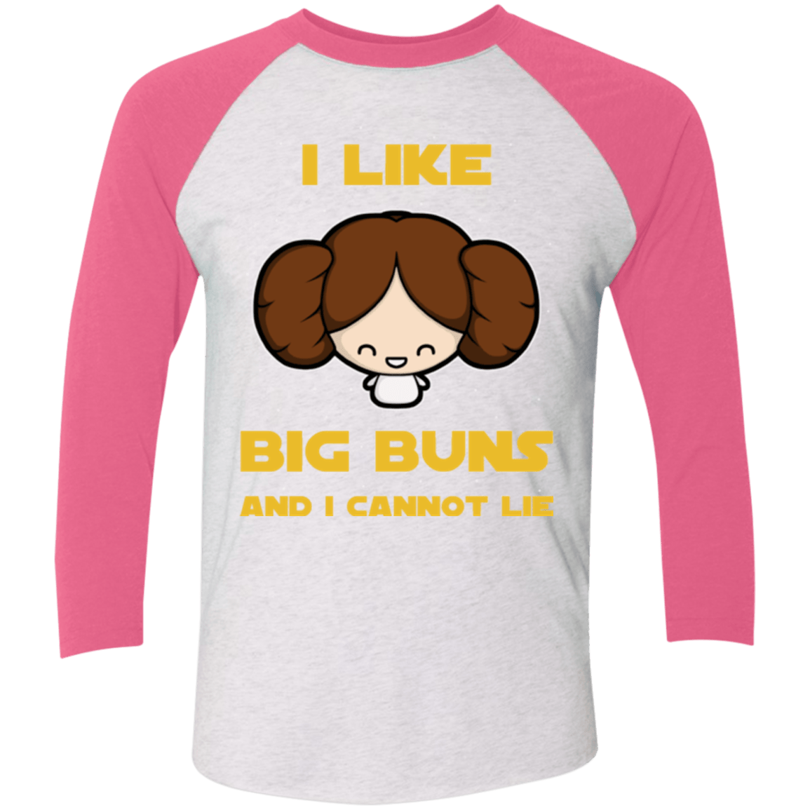T-Shirts Heather White/Vintage Pink / X-Small I Like Big Buns Triblend 3/4 Sleeve