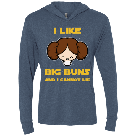 T-Shirts Indigo / X-Small I Like Big Buns Triblend Long Sleeve Hoodie Tee