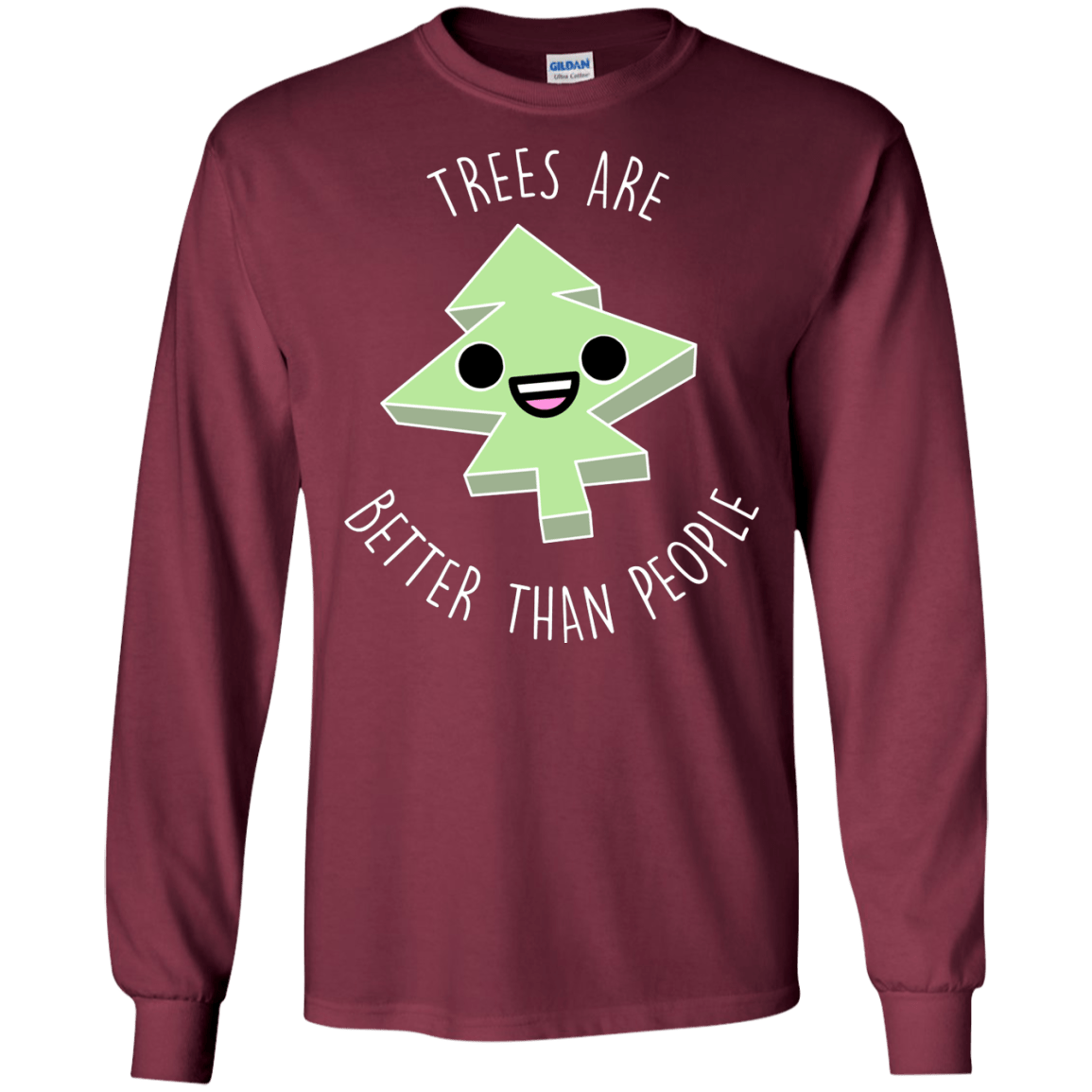 T-Shirts Maroon / S I Like Trees Men's Long Sleeve T-Shirt