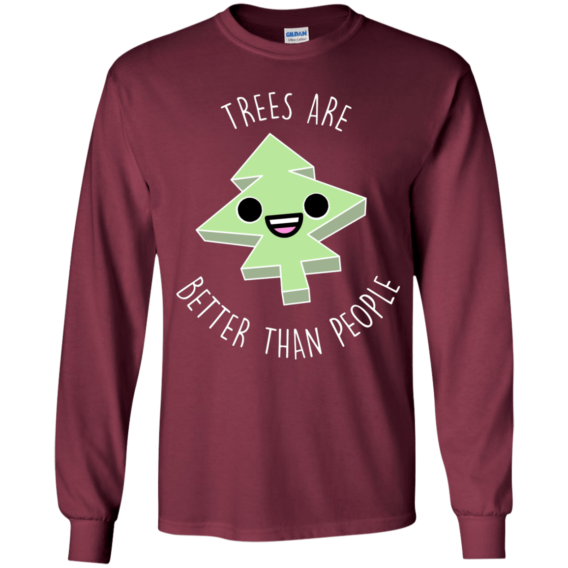 T-Shirts Maroon / YS I Like Trees Youth Long Sleeve T-Shirt