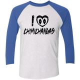 T-Shirts Heather White/Vintage Royal / X-Small I Love Chimichangas Men's Triblend 3/4 Sleeve