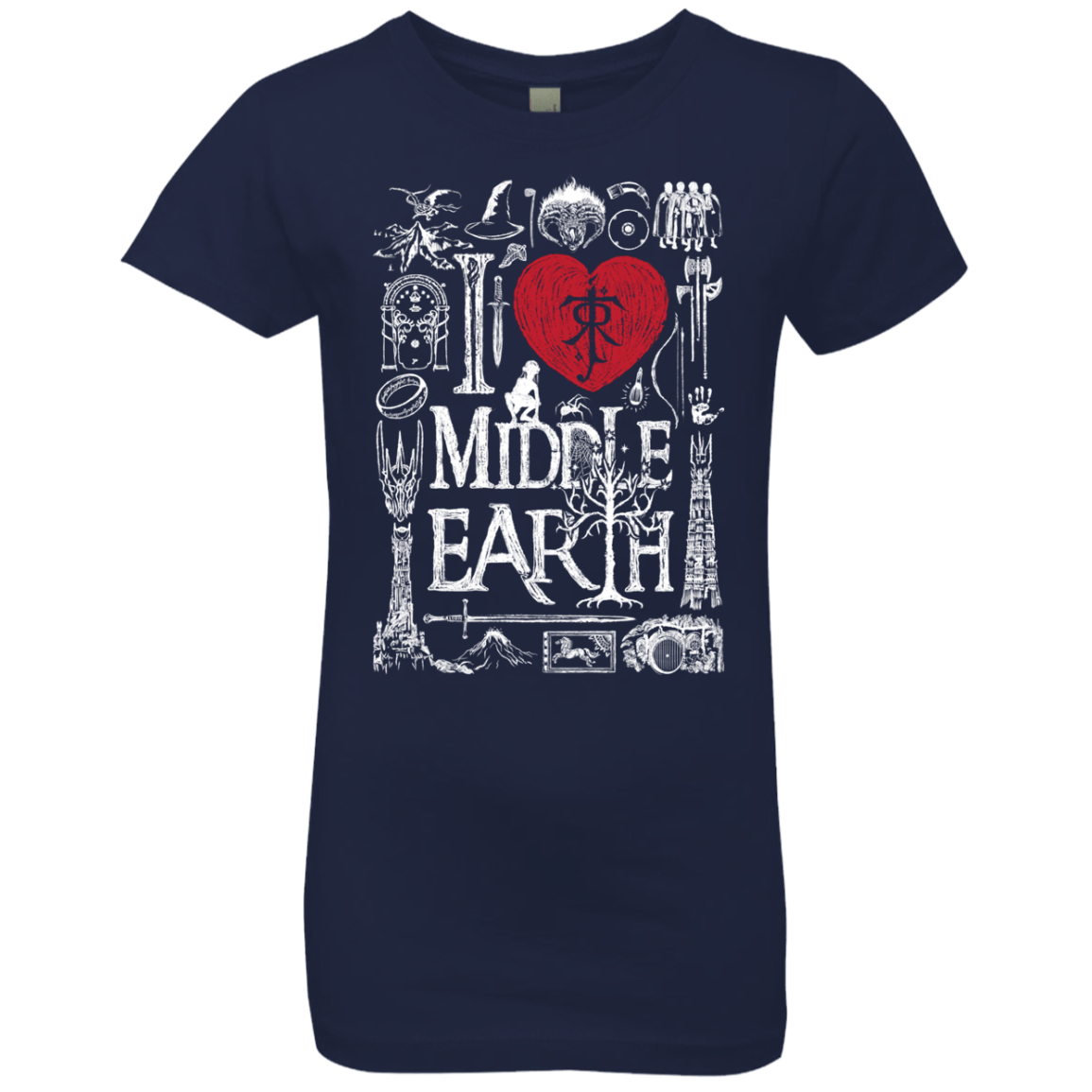 T-Shirts Midnight Navy / YXS I Love Middle Earth Girls Premium T-Shirt