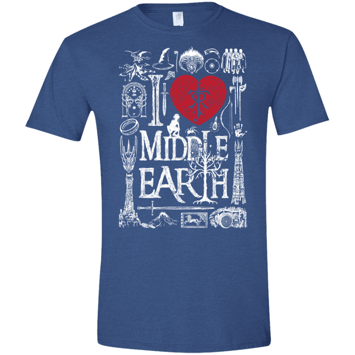 T-Shirts Heather Royal / X-Small I Love Middle Earth Men's Semi-Fitted Softstyle
