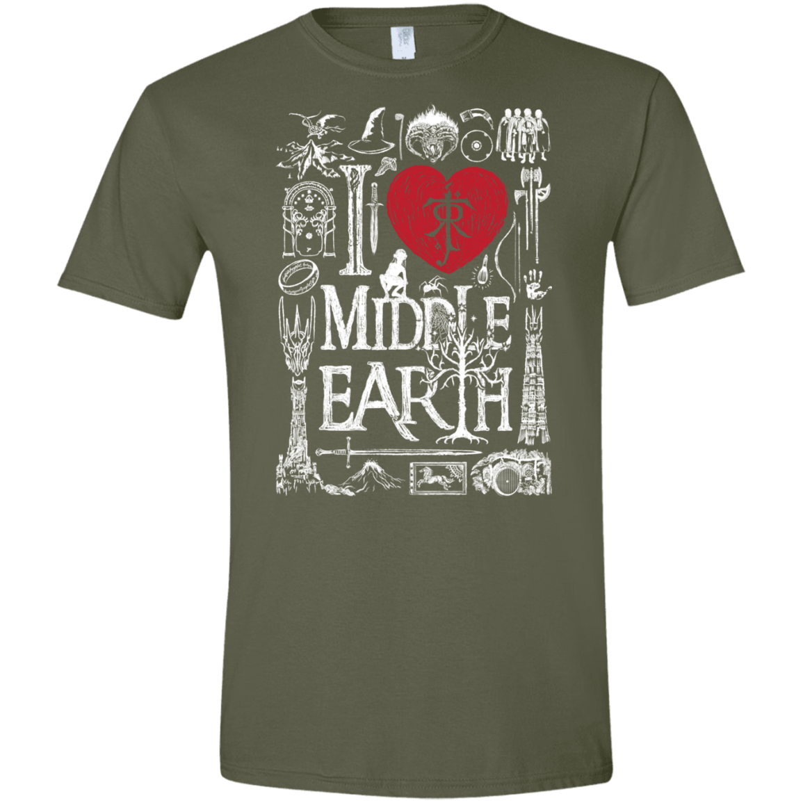 T-Shirts Military Green / S I Love Middle Earth Men's Semi-Fitted Softstyle