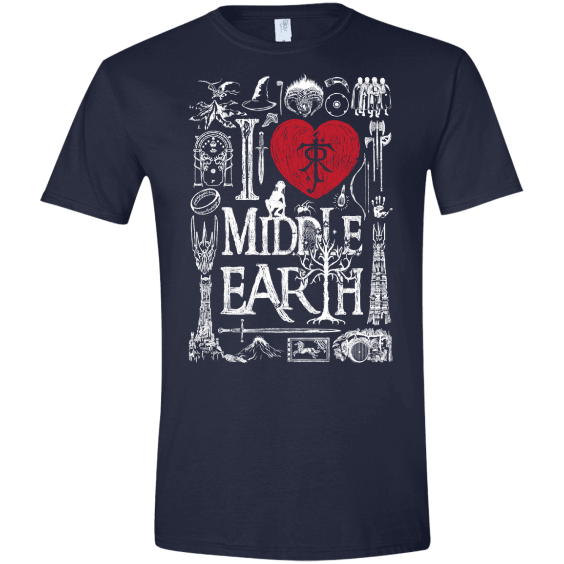 T-Shirts Navy / X-Small I Love Middle Earth Men's Semi-Fitted Softstyle