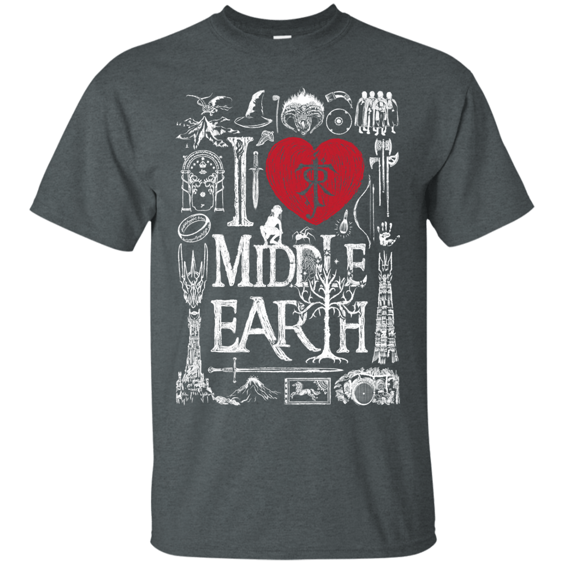 T-Shirts Dark Heather / S I Love Middle Earth T-Shirt