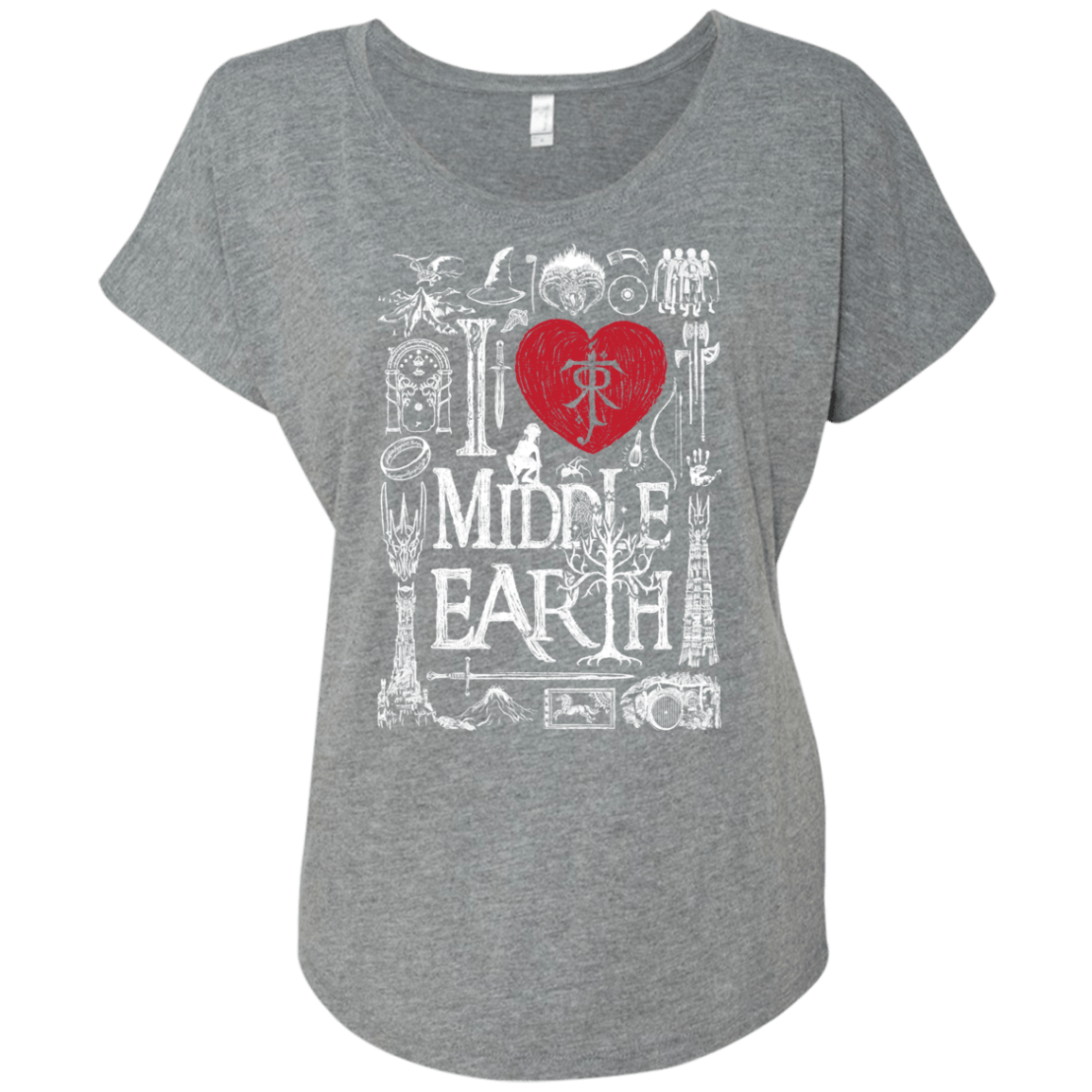 T-Shirts Premium Heather / X-Small I Love Middle Earth Triblend Dolman Sleeve