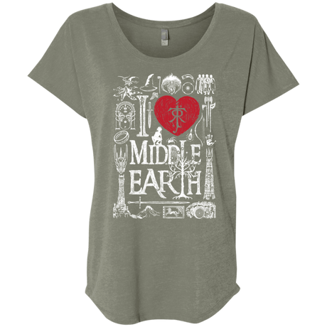 T-Shirts Venetian Grey / X-Small I Love Middle Earth Triblend Dolman Sleeve