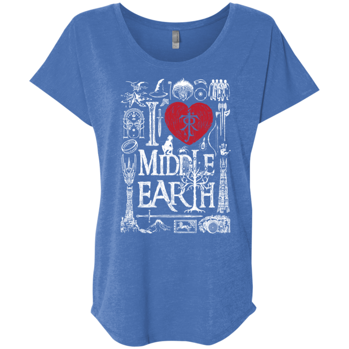 T-Shirts Vintage Royal / X-Small I Love Middle Earth Triblend Dolman Sleeve